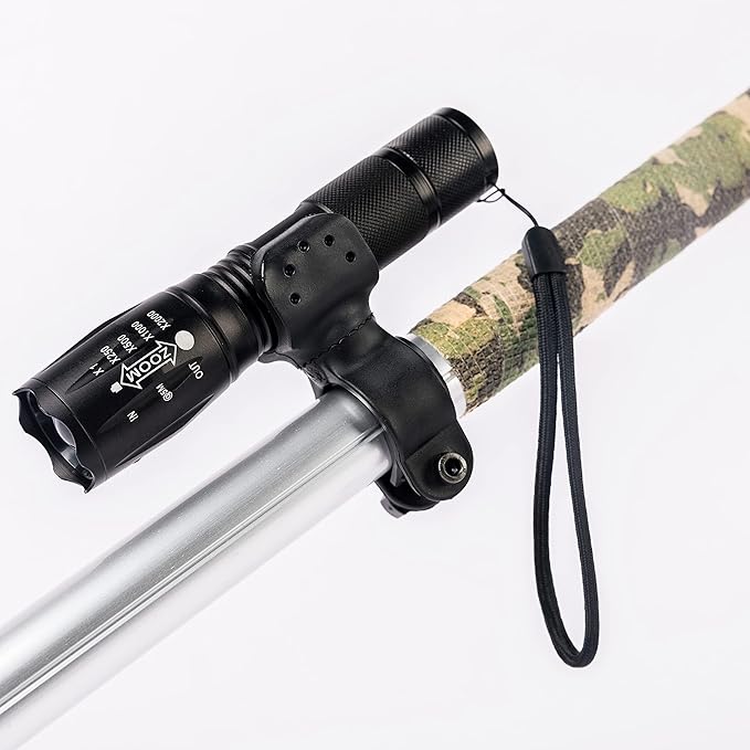 86.6" Heavy Duty Snake Tongs with Telescopic Pole Reptile Grabber Catcher BBQ Fireplace Log Picker, Extra Flashlight & Non-slip Straps Included Surnuo