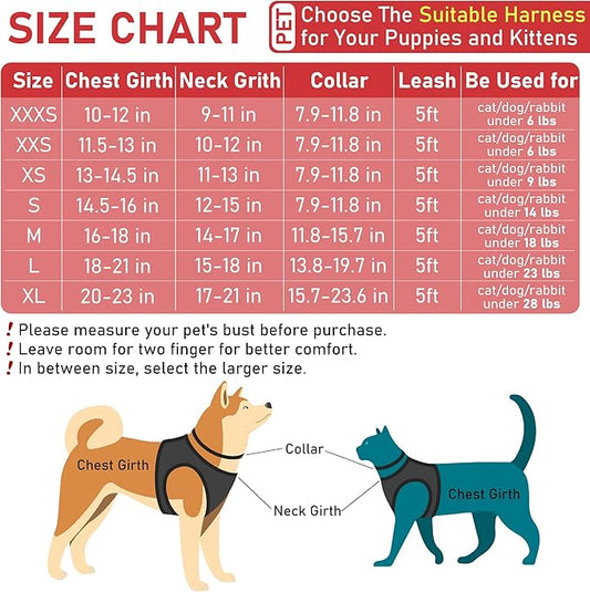 GAMUDA Small Dog Harness Collar and Leash Set, Step in No Chock No Pull Soft Mesh Adjustable Dog Vest Harnesses Plaid Reflective for Dogs Puppy Cats Kitten Rabbit (Red, XXXS) GAMUDACollarsCollection