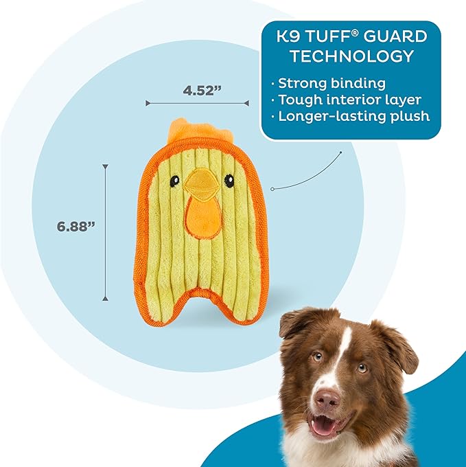 Outward Hound Durablez Tough Plush Squeaky Dog Toy, Chicken, Yellow, XS - PAWPICO