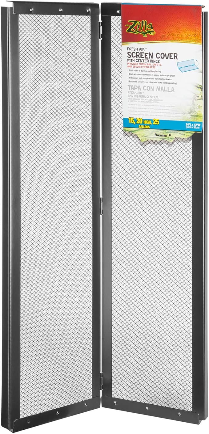 Zilla Screen Cover with Center Hinge for Reptiles, 24" x 12" Zilla