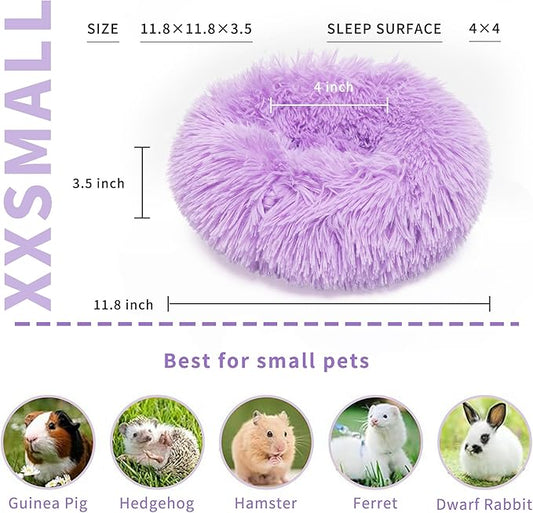 Chinchilla Bed Purple for Cage Fluffy Round Beds for Small Animals Washable Anti Slip 11.8 inch - PAWPICO