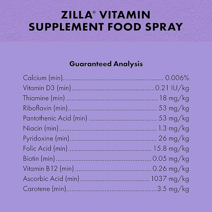 Zilla Vitamin Supplement Food Spray, with Carotene, Spray-on Multivitamin Supplement for Reptiles Zilla