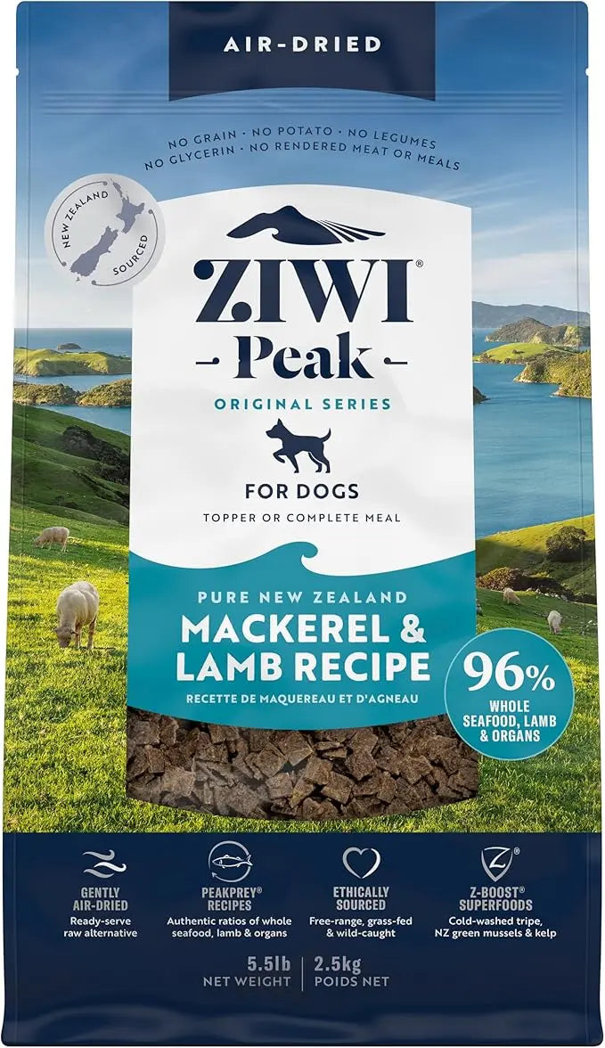 ZIWI Peak Air-Dried Dog Food – Mackerel & Lamb - All Natural, High Protein, Grain Free, Limited Ingredient w/ Superfoods (88oz) - PAWPICO