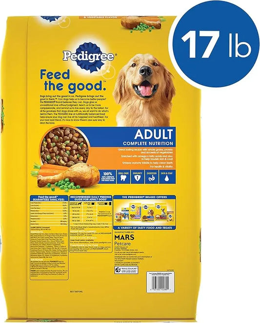 PEDIGREE Complete Nutrition Adult Dry Dog Food Roasted Chicken, Rice & Vegetable Flavor Dog Kibble, 17 lb. Bag - PAWPICO