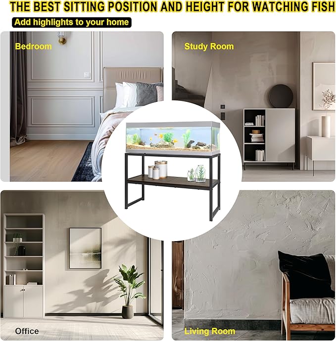 UrbanRoots 30 gallon fish tank stand for Home Office(Black),2 Tiers aquarium stand with Shelf for Storage,fish tank table 30" L x 12" W x 20.5" H,Breeder Tank Turtle Reptile Terrariums Stand Rack PAWPICO