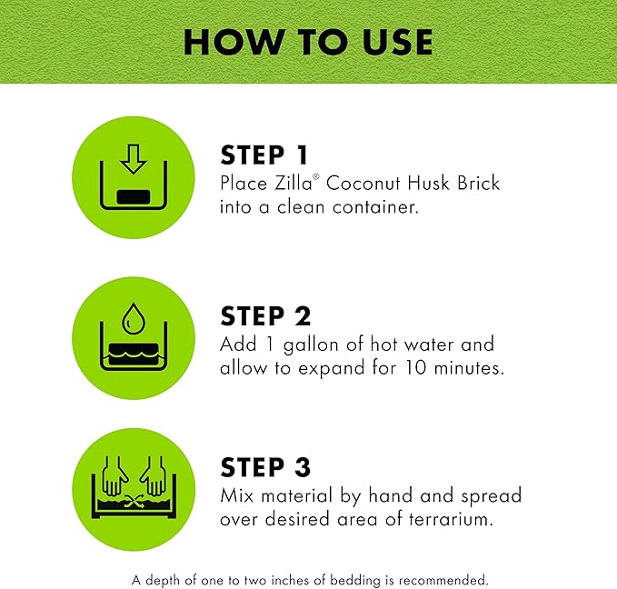 Zilla Coconut Husk Brick, Organic Bedding for Reptiles, Made with 100% Coconut Fiber, Ideal for Tropical Habitats and Egg Incubation Zilla