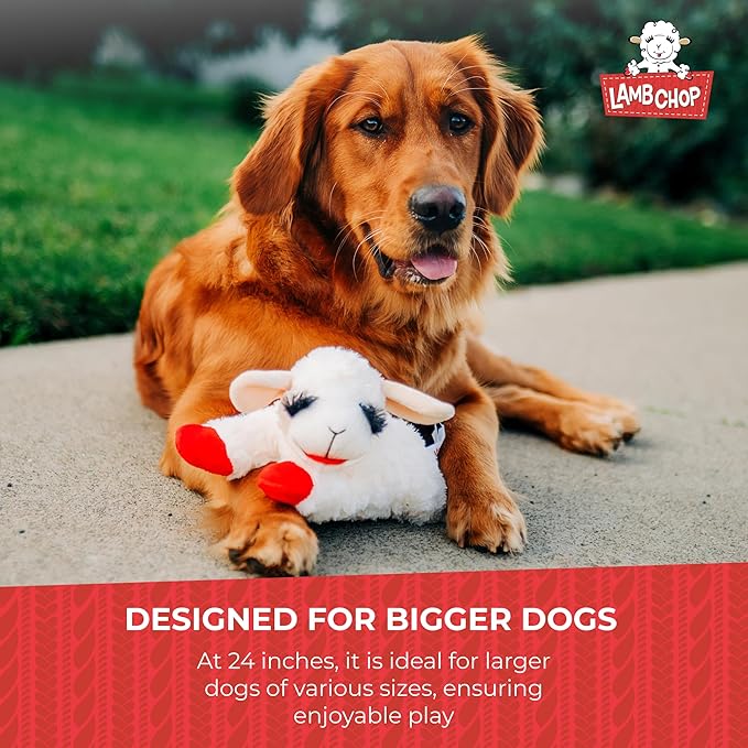 Multipet's Officially Licensed Lamb Chop Jumbo White Plush Dog Toy, 24-Inch - PAWPICO