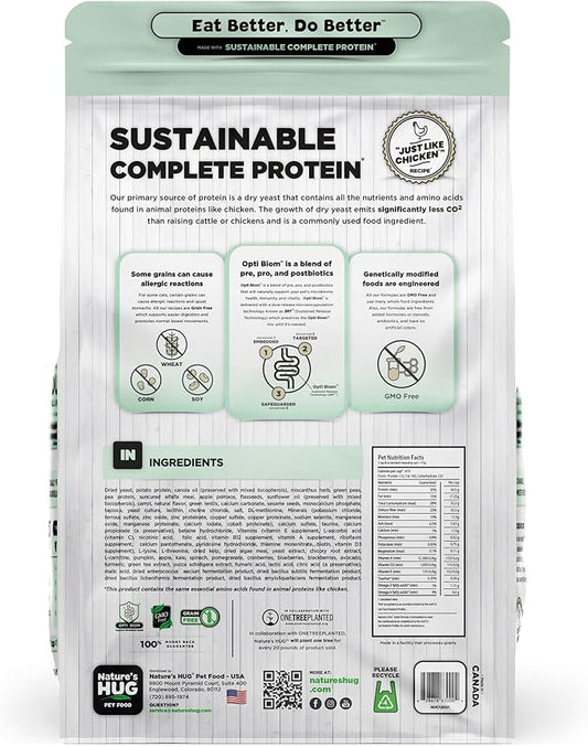 Nature's HUG Dry Cat Food, for Adult-All Breeds, 4 lb. Bag, Just Like Chicken Recipe, Grain Free & Hypoallergenic, Supports Microbiome Health, Sustainable Complete Protein & Balanced Nutrition - PAWPICO