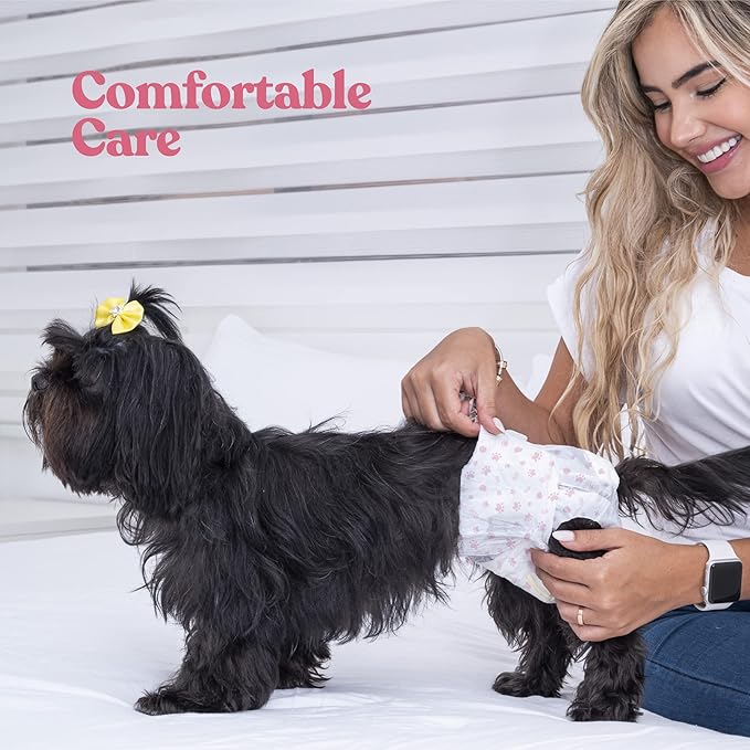 Comfortable Female Dog Diapers - 12-Pack Super Absorbent Disposable Doggie Diapers - FlashDry Gel Technology & Wetness Indicator - Leakproof Diapers for Dogs in Heat, Excitable Urination, Incontinence - PAWPICO
