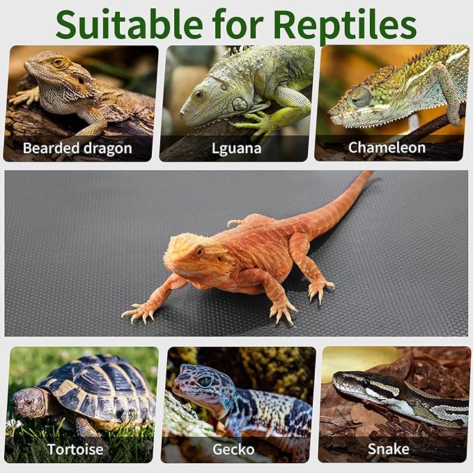 Bearded Dragon Tank Accessories, Reptile Mat, Reptile Terrarium Substrate Liner for Leopard Gecko, Lizard, Snake, Tortoise, Iguana Non-Adhesive Reptile Flooring (18"x72" Grey) zunzingy