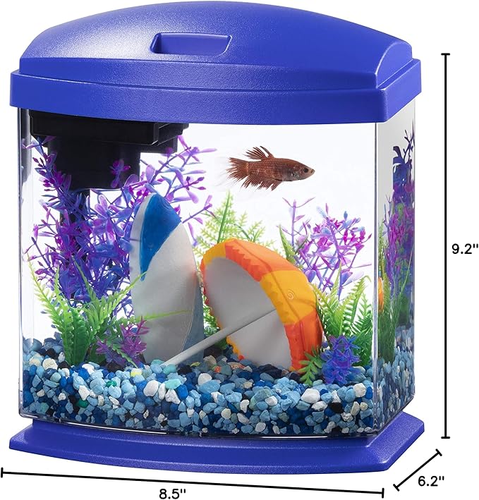 Aqueon LED MiniBow Small Aquarium Fish Tank Kit with SmartClean Technology, Blue, 1 Gallon Aqueon
