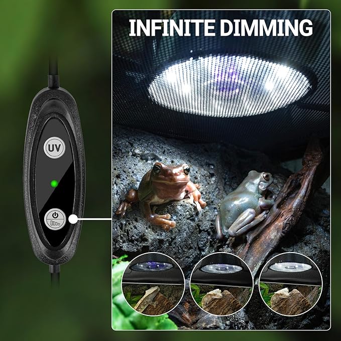 REPTI ZOO UVB Reptile Light with Dimming, LED UVB Light Bulb Fixture for Bearded Dragon Gecko Lizard Turtle Snake, Adjustable Brightness UVA UVB Lamp for Tropical & Desert Reptile REPTIZOO