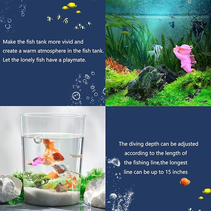 onesimcr Floating Fish Tank Decorations, Aquarium Decorations, Lovely Diver Fish Tank Decorations, Floating Device Fish Tank Accessories,Suitable for All Kinds of Fish Tanks(Purple)… onesimcr