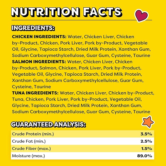Temptations Creamy Puree with Chicken, Salmon, and Tuna Variety Pack of Lickable, Squeezable Cat Treats, 0.425 Oz Pouches, 24 Count Temptations