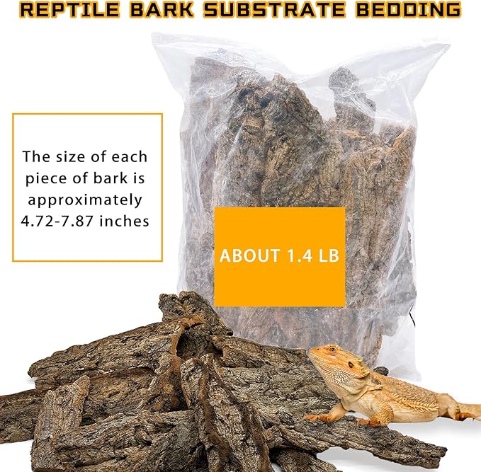 BNOSDM Reptile Terrarium Bark Substrate Bedding Tortoise Natural Cork Bark Reptile Climbing Mat Habitat Decor for Lizard Snake Spiders Hermit Crabs Tarantula Geckos Bearded Dragons (1.4 LB) BNOSDM