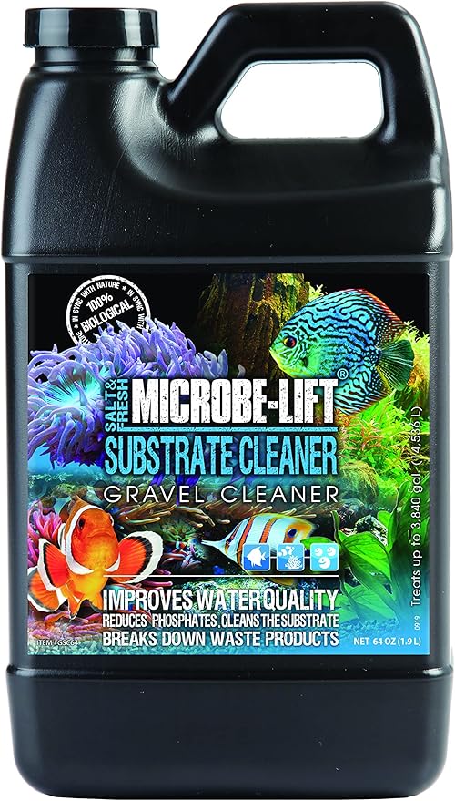 MICROBE-LIFT Professional Gravel & Substrate Cleaner for Freshwater and Saltwater Tanks, 64 Ounces Microbe-Lift