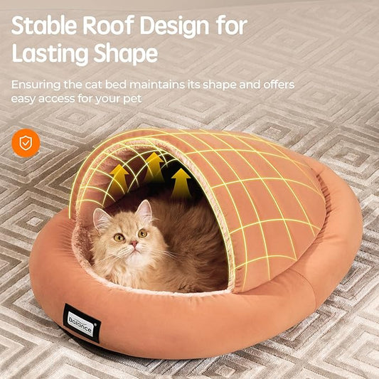 Balance 2 in 1 Cat Bed Cave for Kittens and Small Dogs, Cat Tents for Indoor Cats, Covered Cat Beds with Removable Cushion, Calming Cat Nest, Cat Hideaway, Washable Cat House with Non-Slip Bottom - PAWPICO
