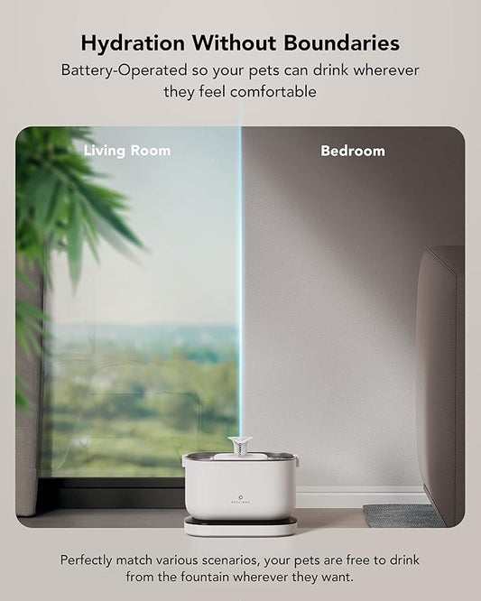 Bundle of PETLIBRO 2.5L/84oz Cat Water Fountain, Cordless Pet Water Fountain Battery Operated + PETLIBRO Replacement Filters, 4 Months Set of Filters 8 Count (Pack of 1) - PAWPICO