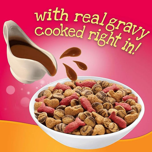 Purina Friskies Dry Cat Food Gravy Swirl'd With Flavors of Chicken, Salmon and Gravy - 22 lb. Bag Friskies