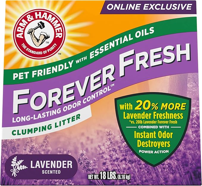 Arm & Hammer Forever Fresh Clumping Cat Litter Lavender, MultiCat 18lb With 20% More Lavender Freshness, Pet Friendly With Essential Oils - PAWPICO