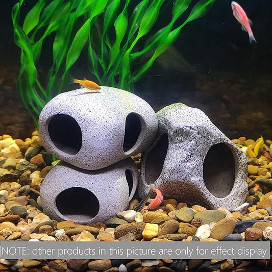 Aquarium Hideaway Rocks for Small Fishes, Shrimps to Breed, Play and Rest, Safe and Non-toxic Ceramic Fish Tank Ornaments, Hideout Stone for Betta SpringSmart--Focusonprovidinghighqualityaquariumdecorations