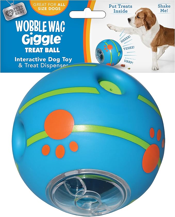 Wobble Wag Giggle Treat Ball- Interactive Dog Toy & Treat Dispenser, Fun Giggle Sounds When Rolled or Shaken, Great for Dogs Pets Know Best - PAWPICO