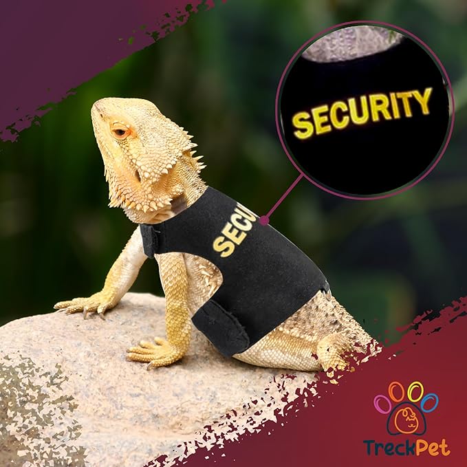 Premium 2Pack Bearded Dragon Leash and Harness Set-Costume and Clothes for Bearded Dragon-Adjustable Bearded Dragon Harness for Secure Walks-Fun Staff and Security Designs TRECKPET