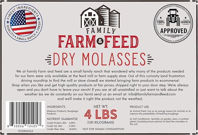 | Dried Molasses Food | Soil and Pet | Young and Adult | Granular | 4 Pounds FAMILY+FARM+AND+FEED