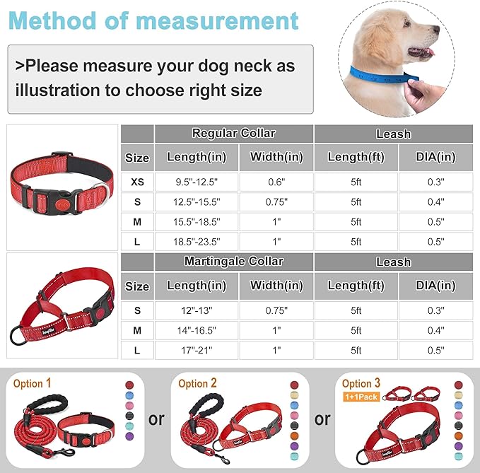 haapaw 2 Packs Martingale Dog Collar with Quick Release Buckle Reflective Dog Training Collars for Small Medium Large Dogs haapaw