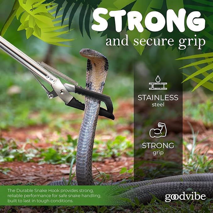 goodvibe Snake Grabber Tool Kit - Multi Tool Set with Catcher Grabber, Snake Hook, LED Light, Gloves & Snake Transport Bag - Complete 6-Pieces PAWPICO