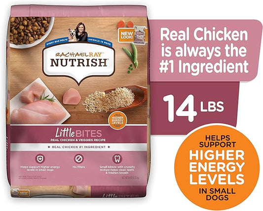 Rachael Ray Nutrish Little Bites Dry Dog Food, Chicken & Veggies Recipe for Small Breeds, 14 Pounds - PAWPICO