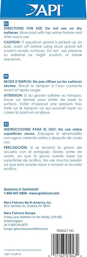 API ALGAE SCRAPER For Acrylic Aquariums 1-Count Container API