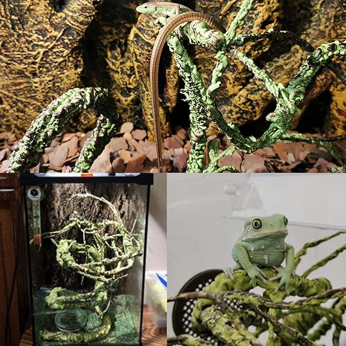 BNOSDM Reptile Bendable Jungle Vines, 3.6Ft Reptile Climbing Branches, Flexible Chameleon Cage Accessories, Reptile Terrarium Decor for Lizard Gecko Frog Snake BNOSDM