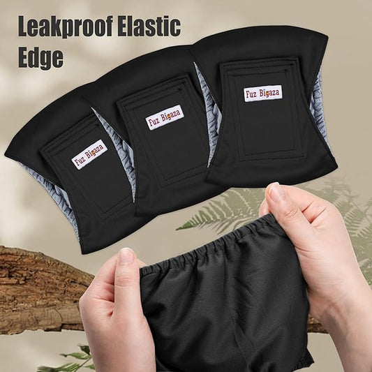 Male Dogs Diapers Belly Bands(3Pack), Washable Reusable Male Boy Doggy Wraps Panties for Doggie Puppy Pooping Potty Training Incontinence Marking Pañal para Perro Black Large - PAWPICO