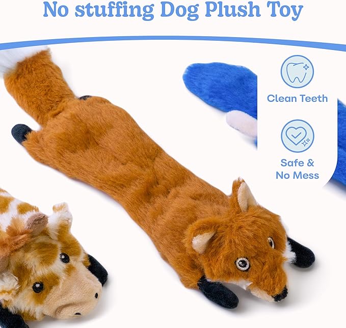 SHARLOVY Dog Squeaky Toys No Stuffing 3 Pack Dog Toys for Small Dog Toys Crinkle Dog Toys Durable Dog Chew Toys Plush Cute Animals Puppy Toys for Teething Pet Toys - PAWPICO