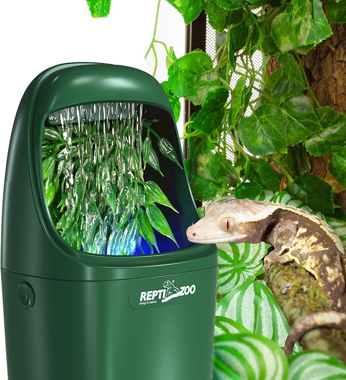 REPTIZOO Reptile Water Dispenser Automatic Chameleon Drinking Fountain with Indicator Light, Reptile Terrarium Decor Water Dripper for Reptiles, Chameleon, Lizard, Gecko Amphibians REPTIZOO