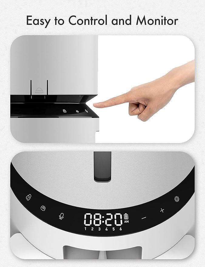 PETLIBRO Automatic Cat Food Dispenser for Two Cats 5L Auto Cat Feeder Dry Food Dispenser with Splitter & 2 Stainless Bowls, 10s Meal Call and Timer Setting 50 Portions 6 Meals Per Day for Cat and Dog - PAWPICO