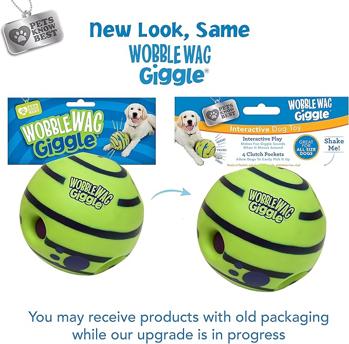 Wobble Wag Giggle Ball, Interactive Dog Toy, Fun Giggle Sounds When Rolled or Shaken, Pets Know Best, As Seen On TV - PAWPICO