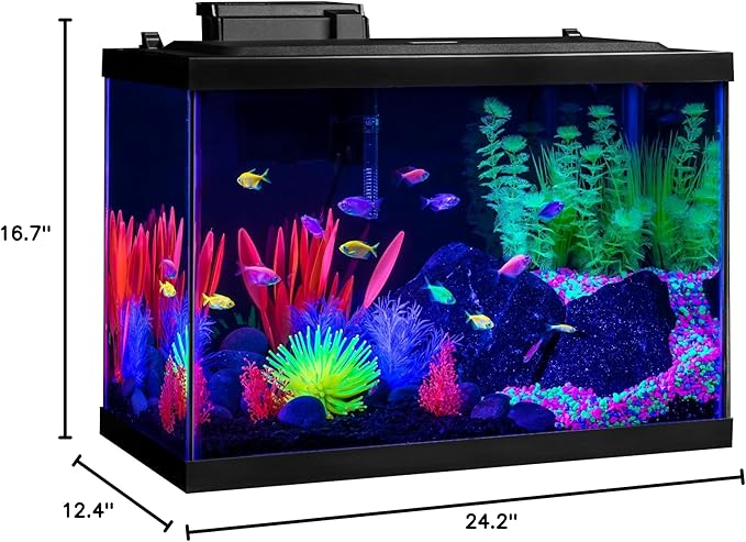 GloFish 20 Gallon Aquarium Kit with LED Lights, Decor Heater and Filter GloFish