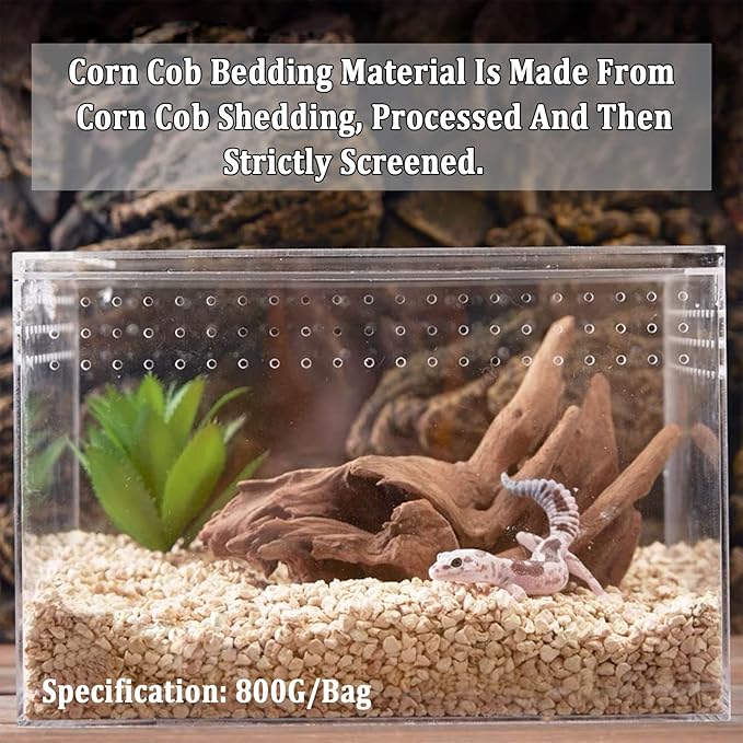 BNOSDM Natural Corn Cob Bedding, Reptile Corn Cob Substrate, 1.76Lb, Small Animal Corn Cob Litter, Terrarium Bedding for Bearded Dragon Snake Gecko Chameleon Hamster BNOSDM