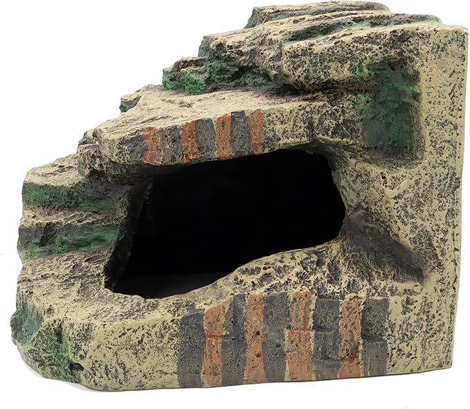 JIHAQUA Large Resin Reptile Tank Accessories Hideouts Cave Habitat Decor for Leopard Gecko Lizards Turtle JIHAQUA
