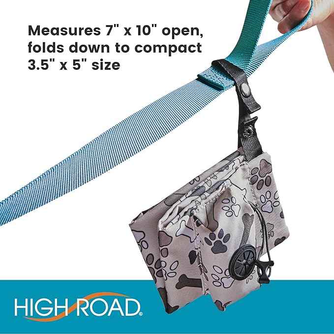 High Road Dog Waste Bag Holder for Used Bags with Poo Bag Dispenser, Odor Blocking Leakproof Liner and Reflective Band for Dog Walking and Hiking - PAWPICO