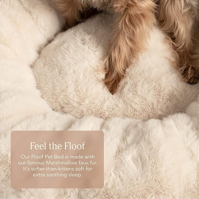 UnHide Floof Pet Bed - XL (40"x14") - Extra Soft Dog Bed - Removable Faux Fur Cover - Machine Washable - Helps Ease Pet Anxiety & Provides The Perfect Sleep, Beige - PAWPICO