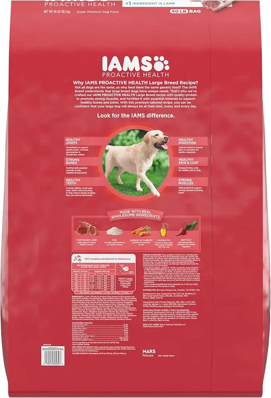 Iams Large Breed Adult Dry Dog Food Lamb & Rice Recipe, 40 lb. Bag - PAWPICO