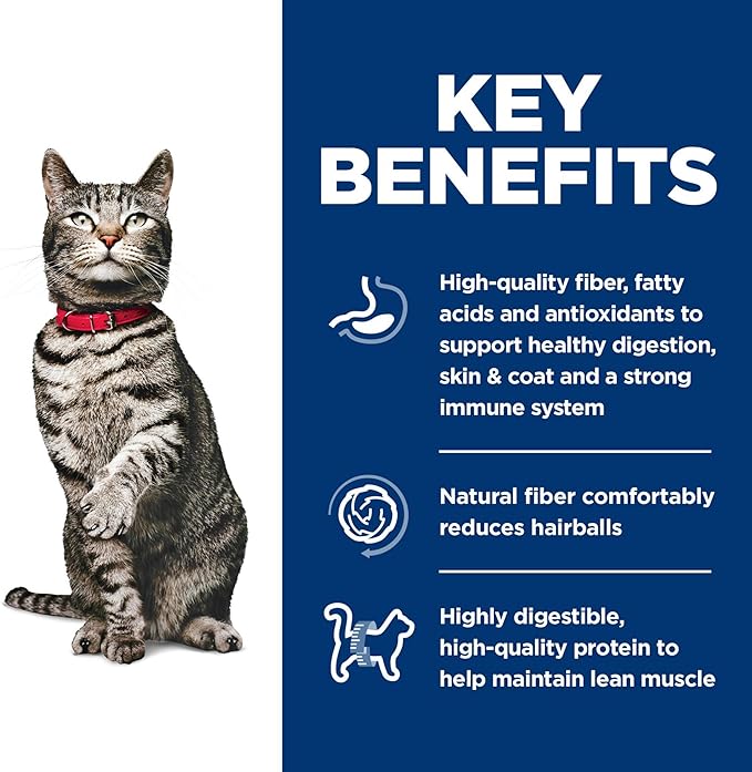 Hill's Science Diet Urinary Hairball Control, Adult 1-6, Urinary Track Health & Hairball Control Support, Dry Cat Food, Chicken Recipe, 7 lb Bag - PAWPICO
