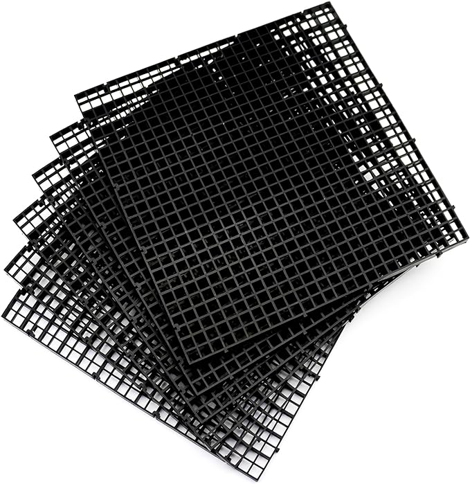 ALEGI Aquarium Fish Tank Divider Plastic Egg Crate Aquarium Filter Bottom Tray Plastic Grid (L 6pcs Black) ALEGIAquarium