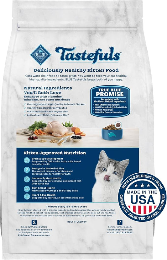 Blue Buffalo Tastefuls Natural Dry Food for Adult Cats, Hairball Control, Chicken & Brown Rice Recipe, 15-lb. Bag - PAWPICO