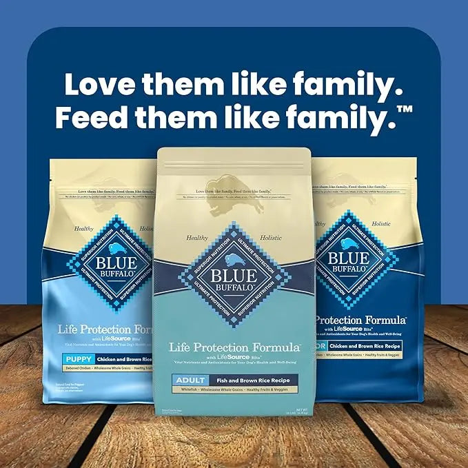 Blue Buffalo Life Protection Formula Adult Dry Dog Food, Helps Build and Maintain Strong Muscles, Made with Natural Ingredients, Fish & Brown Rice Recipe, 15-lb Bag - PAWPICO