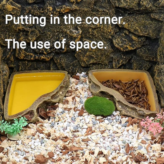 Reptile Feeder Resin Bowl Amphibian Reptile Bowl for Reptile Lizard Gecko Bearded Dragon Turtle relaqcc