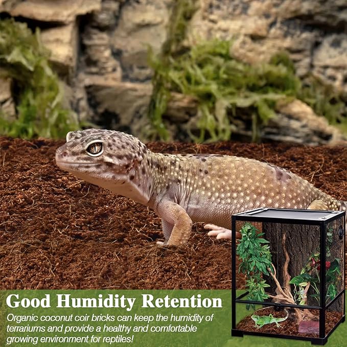 ZeeDix 10LB Compressed Coconut Fiber Substrate, 100% Organic Coco Coir Fiber Brick Husk Substrate Bedding for Reptiles, Geckos, Lizards, Tortoises, Ball Python, Frogs ZeeDix